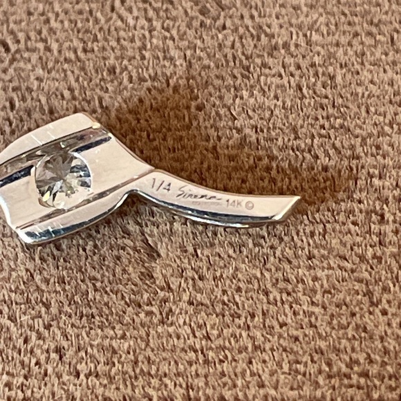 Solid 14K White Gold 1/4CT Round Cut Diamond Solitaire Designer SIRENA Pendant - Picture 8 of 14